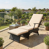 Folding Wicker Chaise Lounge with Slide-Out Ottoman11-Level Adjustable Backrest to Flat and Sun-Proof PE Rattan-Brown - Gallery View 1 of 9
