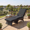 Folding Wicker Chaise Lounge with Slide-Out Ottoman11-Level Adjustable Backrest to Flat and Sun-Proof PE Rattan-Black - Gallery View 1 of 9