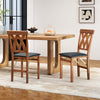 Folding Wooden Dining Chair Set of 2 Faux Leather Upholstered Kitchen Armless Chairs-Walnut - Gallery View 1 of 9