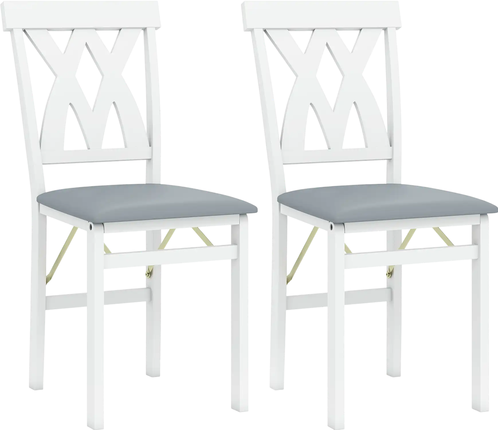 Costway Folding Wooden Dining Chairs Set of 2 Faux Leather Upholstered Armless Kitchen Chair 293675814 New