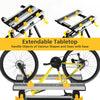 Folding work table with extendable tabletop, adjustable height, and tiltable platform for versatile project needs.