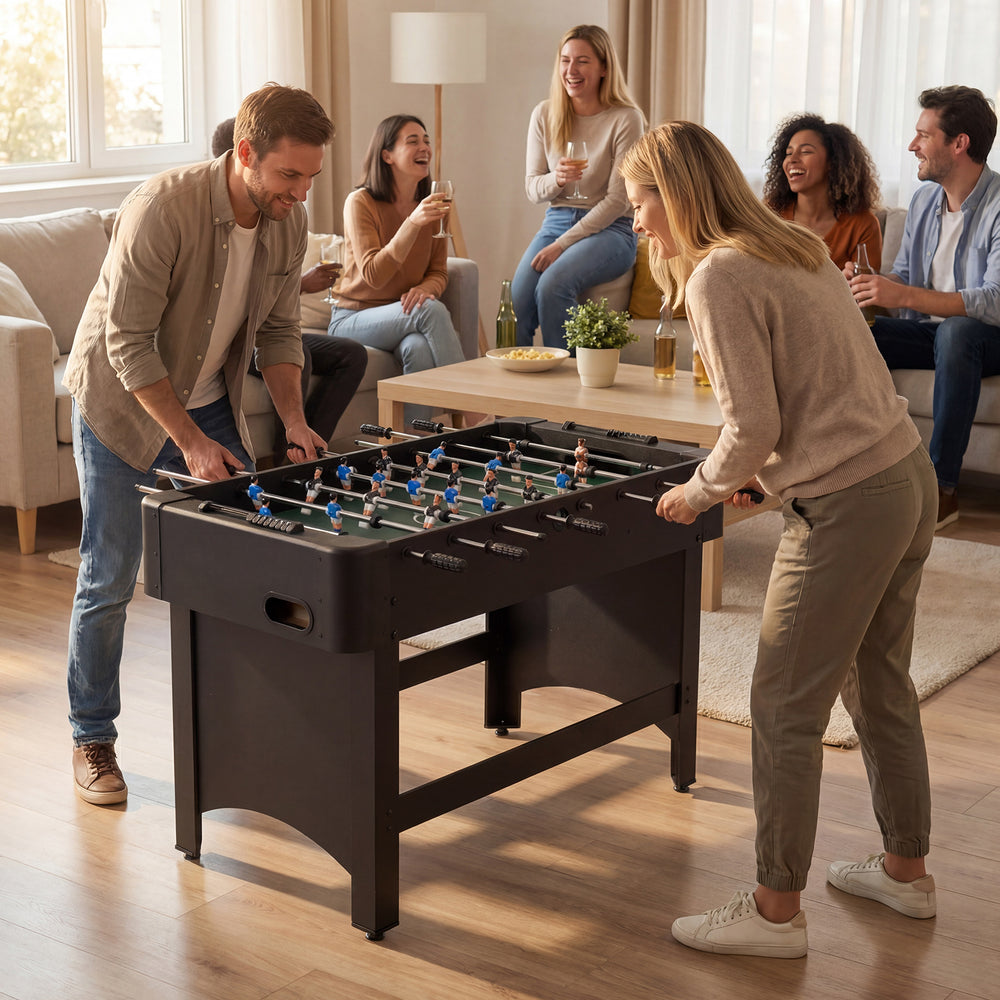 Foosball table with 22 players in a lively game setting, perfect for home gatherings and social interaction.