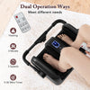 Foot and calf massager in black with remote, featuring heat, 3 modes, and 3 speeds for customizable relaxation.