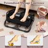 Foot and calf massager in black with heat, featuring shiatsu and rolling massage for relaxation and pain relief.