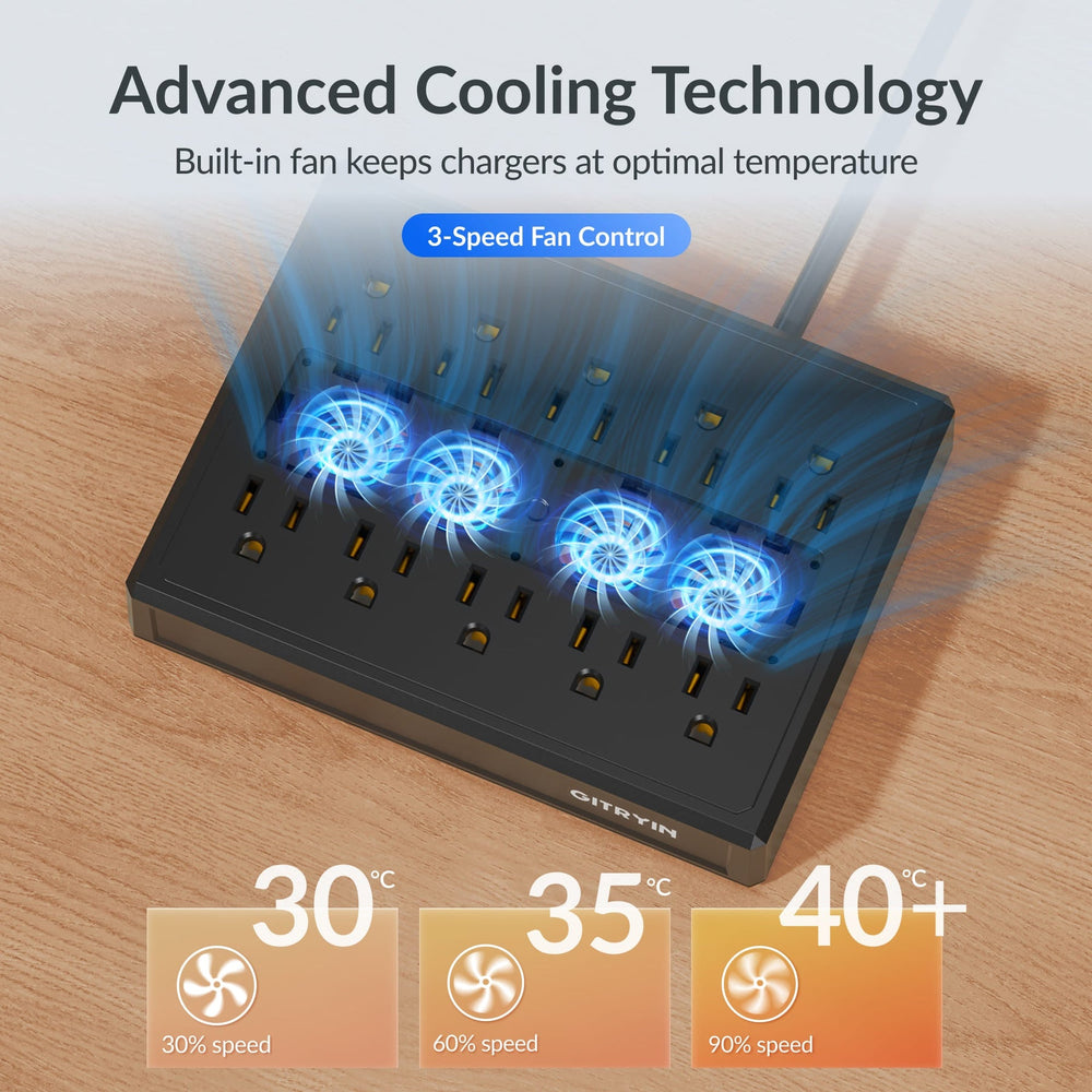 Giraffe Tools Smart Cooling Power Strip 10-Outlet 1875W New