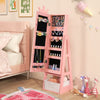 Free-Standing Full Length Kids Jewelry Armoire Cabinet with Storage Capacity-Pink - Gallery View 1 of 9
