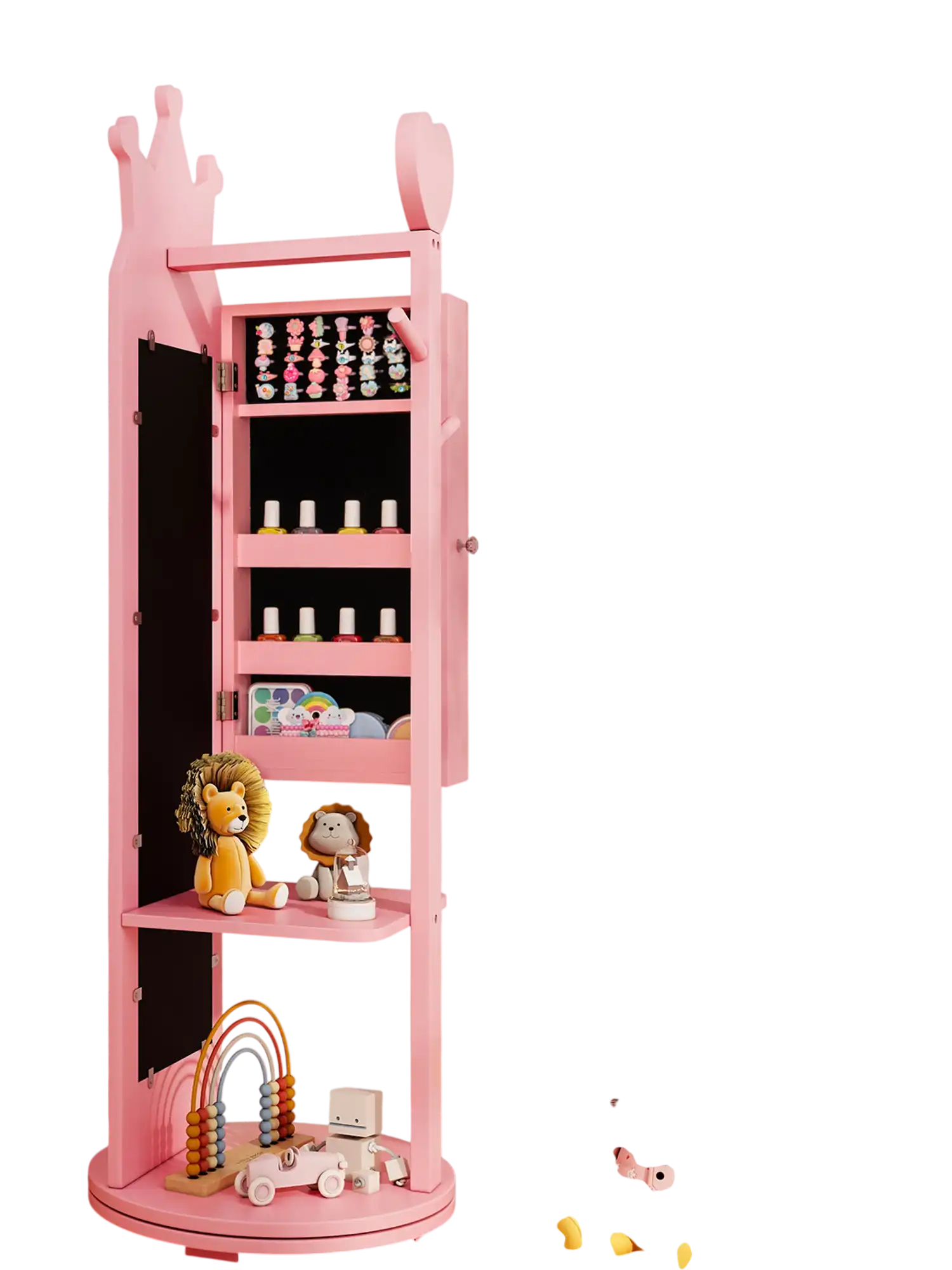 Costway Kids Jewelry Armoire Cabinet Full Length Mirror Pink 43765298 New
