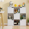 Free standing 9-cube storage bookcase in white, made of durable chipboard, perfect for organizing books and decor.