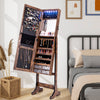 Free Standing Full Length Jewelry Armoire with Lights-Rustic Brown - Gallery View 1 of 10