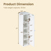 Dimensions of the white free-standing toilet paper holder with 4 shelves, ideal for compact bathroom storage.
