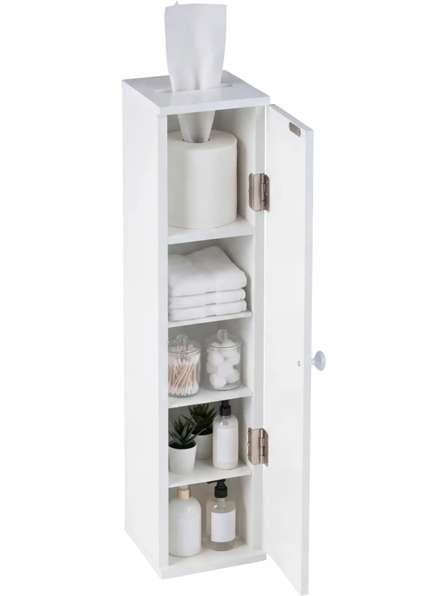 Costway Free Standing Toilet Paper Holder Bathroom Storage Cabinet 4 Shelves Top Slot 09367124 New
