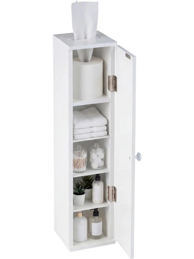 Costway Free Standing Toilet Paper Holder Bathroom Storage Cabinet 4 Shelves Top Slot 09367124 New
