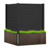 Freestanding black air conditioner fence with metal stakes, designed for privacy and stability in outdoor spaces.