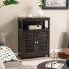Wood Freestanding Bathroom Storage Cabinet with Double Shutter Door-Brown - Gallery View 1 of 10