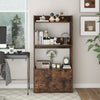 Freestanding bookshelf in rustic brown with 3 open shelves and a large drawer, perfect for home or office organization.