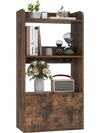 Freestanding bookshelf in rustic brown with 3 open shelves and a large drawer, perfect for living room or office use.