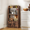 Freestanding bookshelf in rustic brown with 3-tier open shelves and a large drawer, perfect for kitchen or living room.