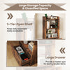 Freestanding bookshelf in rustic brown with 3-tier open shelf and large drawer for stylish storage in any room.