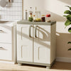 Freestanding Buffet Cabinet Sideboard with 2 Doors and Adjustable Shelves for Kitchen and Garage-Beige - Gallery View 1 of 10