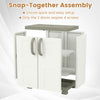 Freestanding buffet cabinet in beige with 2 doors, adjustable shelves, and snap-together assembly for versatile storage.