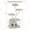 Freestanding cat tower with four flower-shaped platforms and sisal scratching posts, measuring 51" tall and 30" wide.