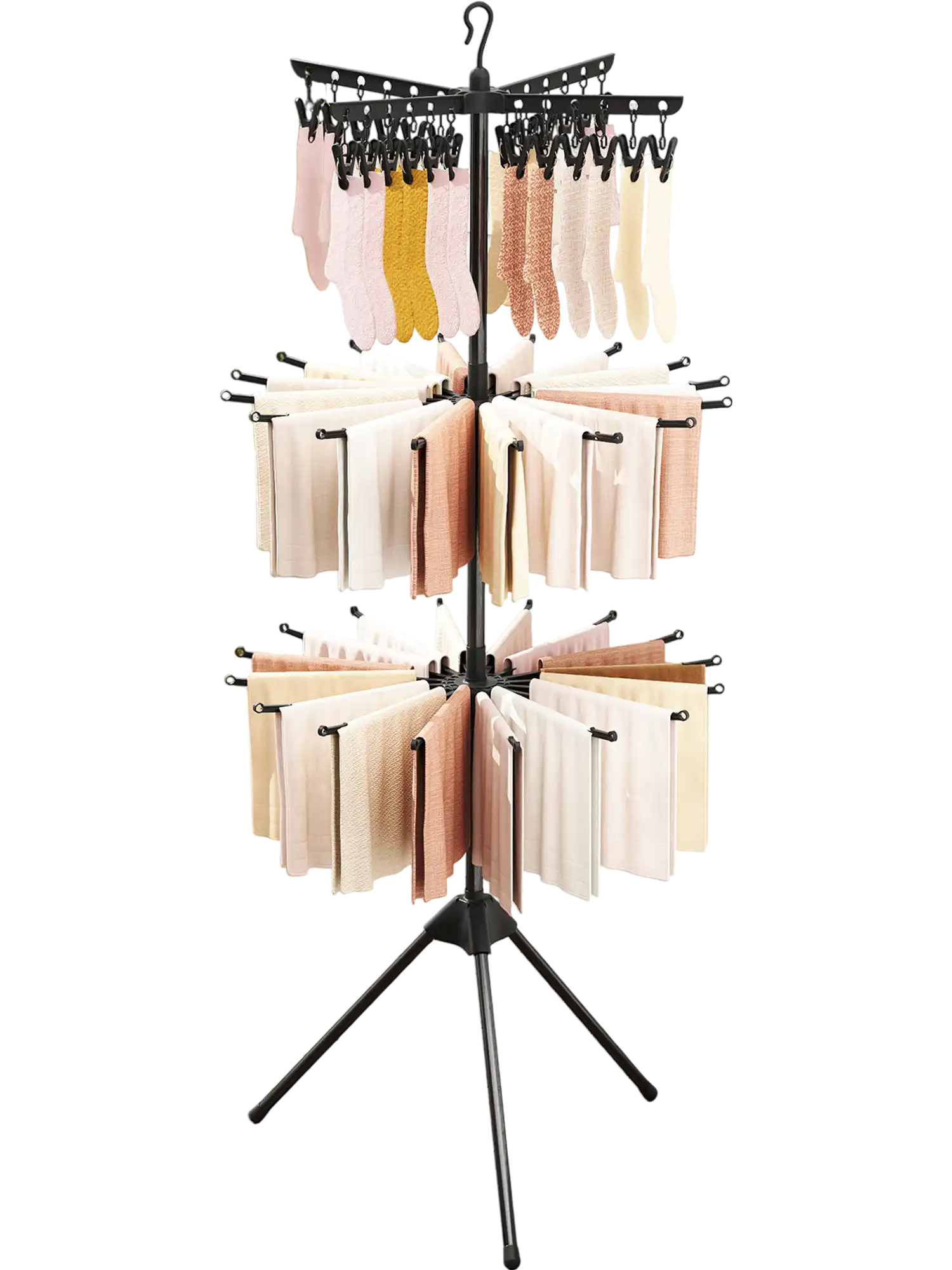 Costway 3-Tier Tripod Freestanding Folding Clothes Drying Rack Black 157369248 New