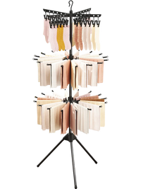 3-tier black tripod clothes drying rack with 24 clips, perfect for small spaces and effective drying.