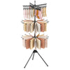 3-tier tripod clothes drying rack with 24 clips, featuring a rotating design for efficient drying in small spaces.