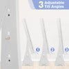 Adjustable tilt angles of the freestanding LED mirrored jewelry armoire in white, showcasing three positions for.