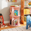 2 Tier Freestanding Kids Rotating Bookshelf Storage Rack with Bunny Baffles-Pink - Gallery View 1 of 10