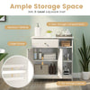 Bathroom cabinet in white with a large drawer, 3 open compartments, and a 3-level adjustable shelf for versatile.