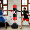 Side view of the 70-inch freestanding punching bag showcasing its sturdy fillable base and secure suction cups for.