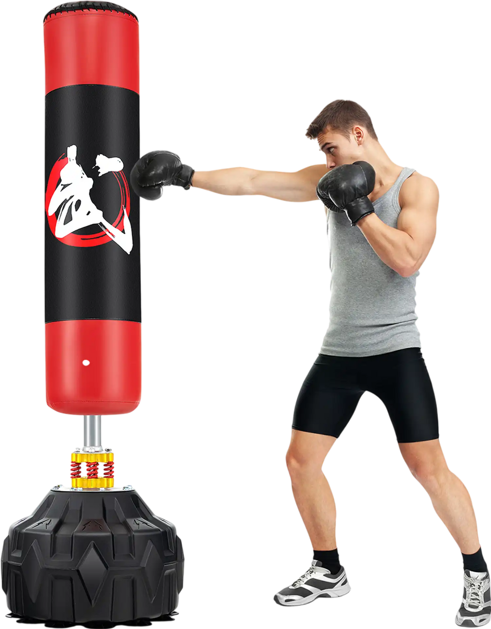 70 Inch Freestanding Punching Bag with Fillable Base 12 Suction Cups and Shock Absorbers