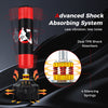 Freestanding punching bag with shock absorbers and suction cups, designed for stable and quiet training sessions.