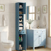 Freestanding Slim Bathroom Cabinet with Drawer and Adjustable Shelves-Blue - Gallery View 1 of 10