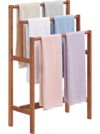 Solid Wood 3-Tier Freestanding Towel Rack with Teak Oil Finish