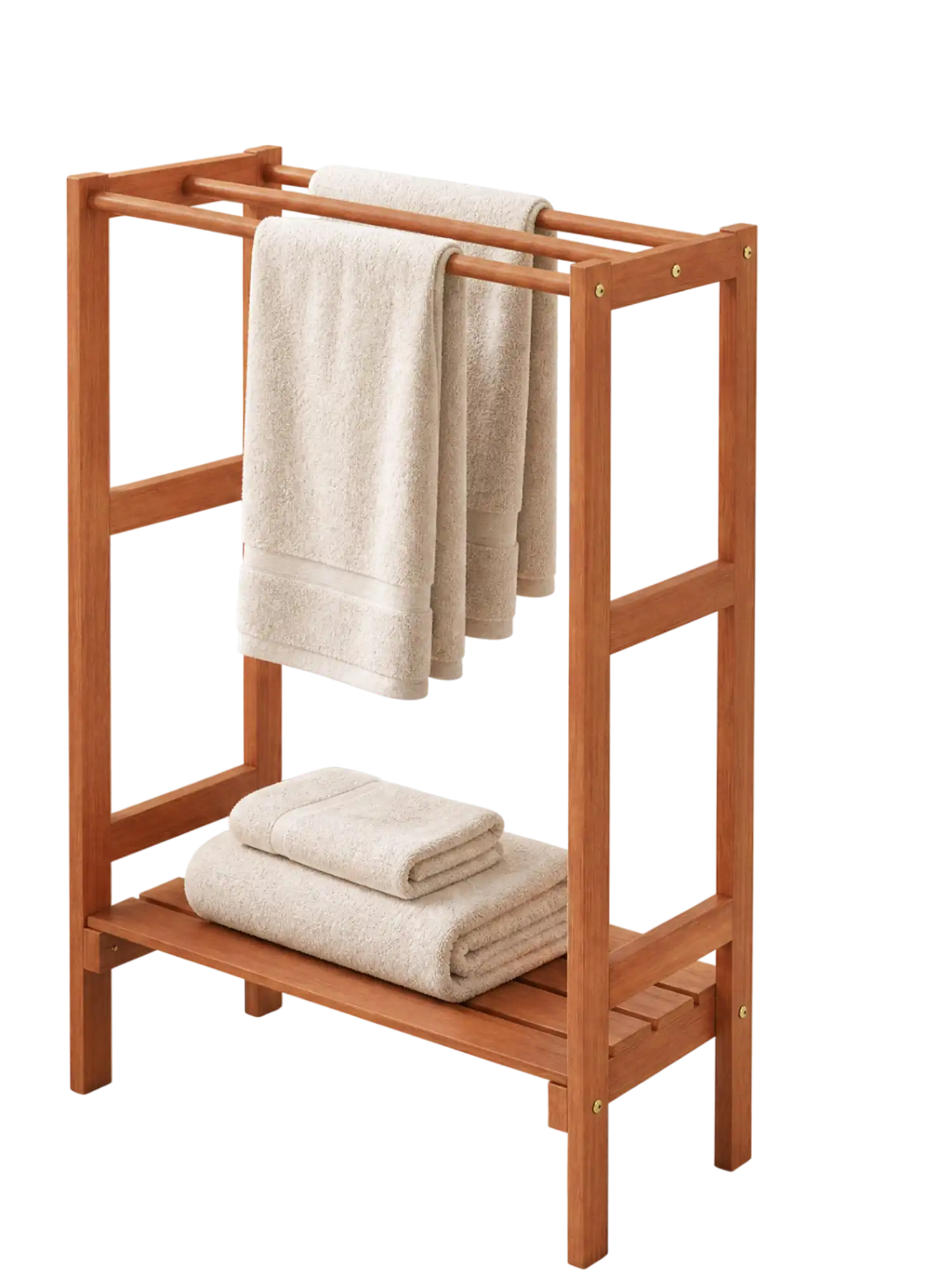 Costway Freestanding 3-Bar Towel Rack with Bottom Shelf Bathroom Laundry 53230109 New