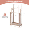 Freestanding towel rack with 3 bars and bottom shelf, made of solid fir wood, measuring 30" x 18" x 34", ideal for.