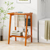 Freestanding towel rack made of premium Indonesian teak with storage shelf, ideal for towels and blankets in the.