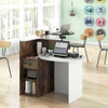 Front Reception Office Desk with Open Shelf and Lockable Drawer-Rustic Brown - Gallery View 1 of 10