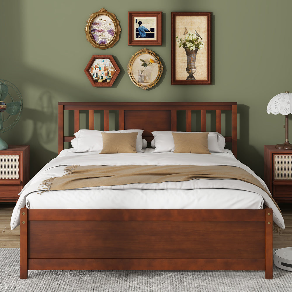 Wooden Platform Bed with Headboard and Wood Slat Support-Full Size - Gallery View 1 of 9