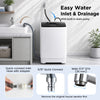 Full automatic washing machine in white with 8 preset programs and built-in drain pump for efficient laundry care.