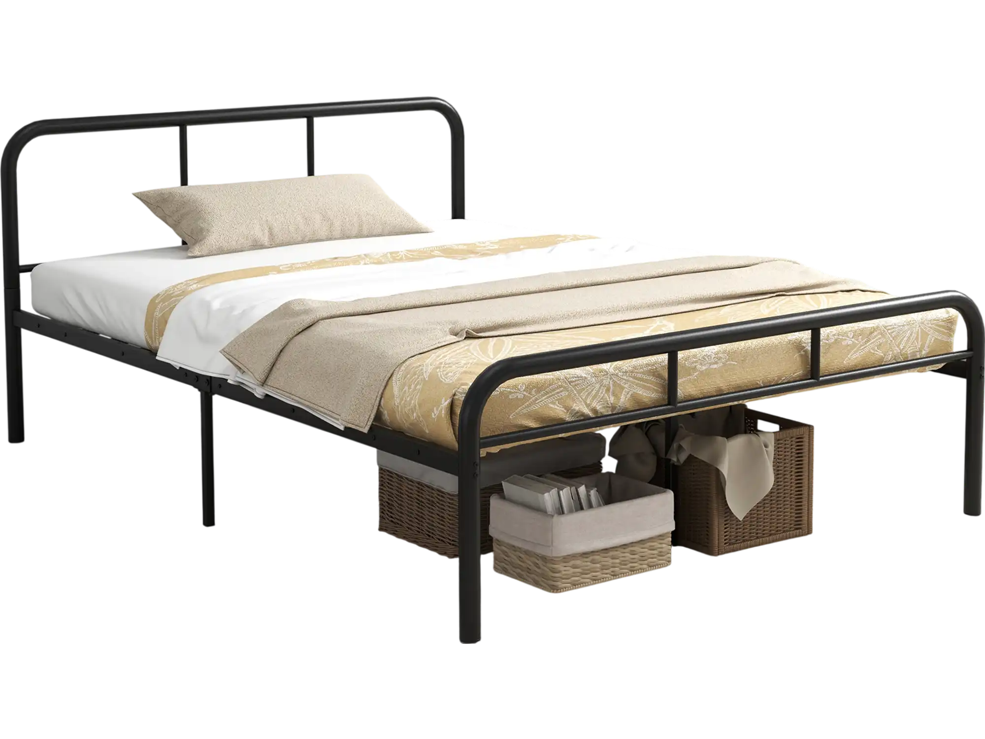 Costway Full Metal Bed Frame Headboard Footboard Black 85123746 New
