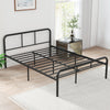 Black full bed frame with headboard and footboard, featuring sturdy metal slats and 12-inch under-bed storage space.