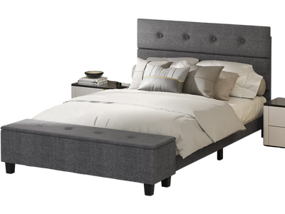 Costway Full Upholstered Bed Frame with Ottoman Storage 73216849 New
