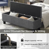 Upholstered ottoman storage with strong metal hinges, featuring a modern design for added comfort and organization.