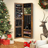 Full Length Mirror Jewelry Cabinet with Ring Slots and Necklace Hooks-Rustic Brown - Gallery View 1 of 10