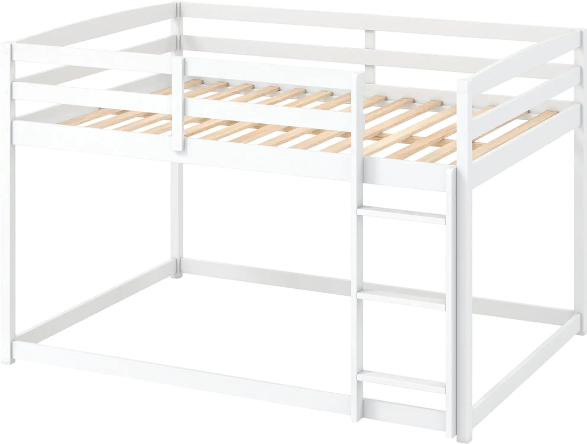 Costway Full Over Full Solid Wood Bunk Bed w/ Ladder Guardrails 21974799 New