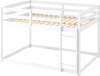 Full over full bunk bed in white with a solid pine wood frame and a 3-step ladder for easy access and stable structure.