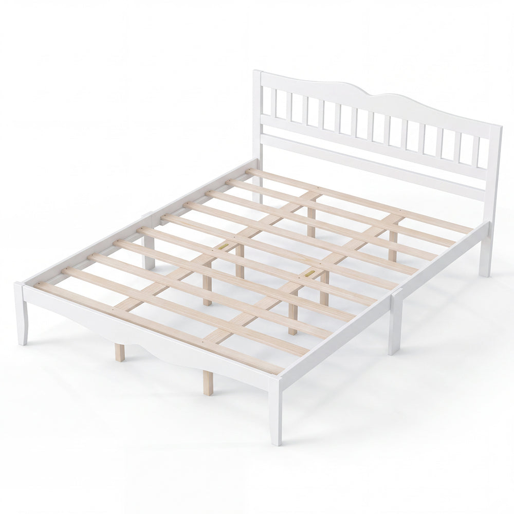 Full/Queen Size Modern Farmhouse Style Bed Frame with Solid Wood Frame-QueenSize - Gallery View 1 of 1